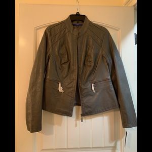 Apt 9 Gray Imitation Leather Jacket - Size Large NWT